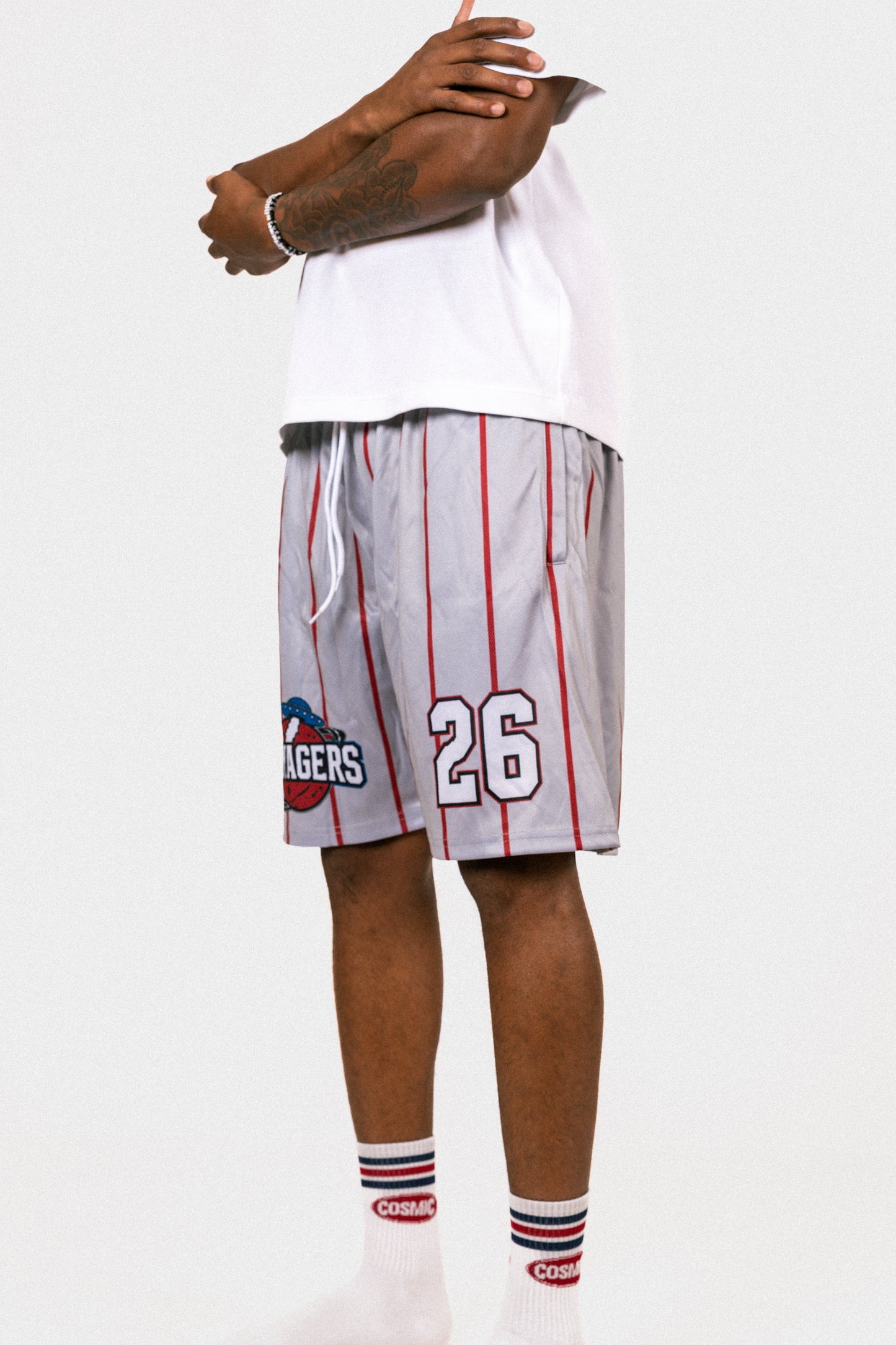 Cosmic Rocket BBall shorts gray