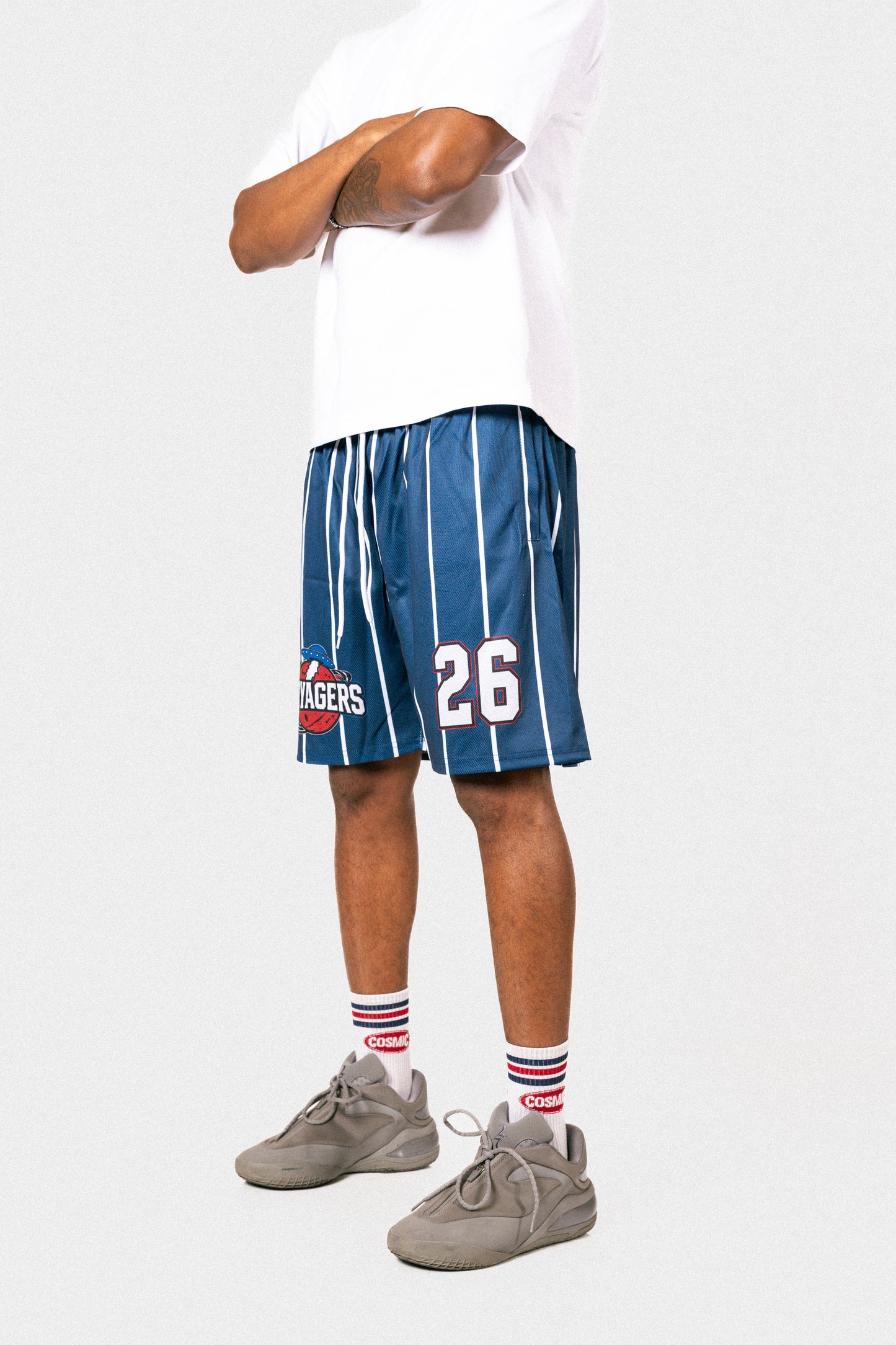Cosmic Rocket BBall shorts navy