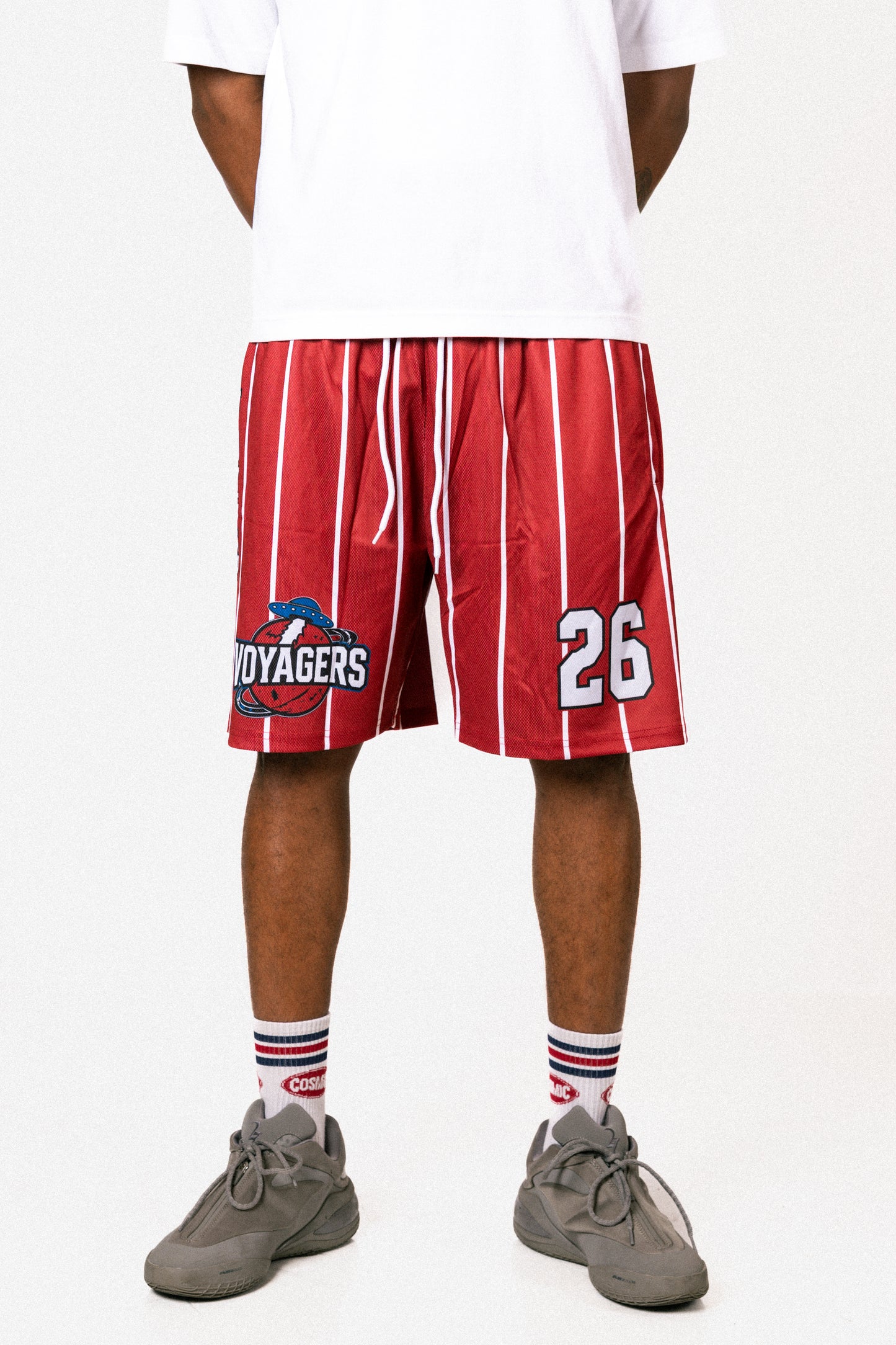 Cosmic Rocket BBall shorts red