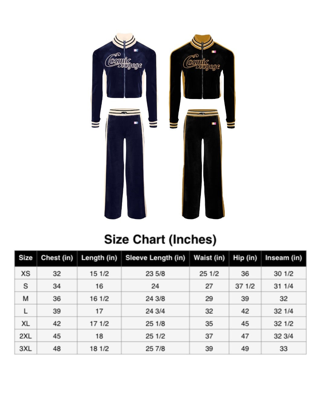 Female Players black velour tracksuit