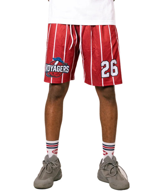 Cosmic Rocket BBall shorts red