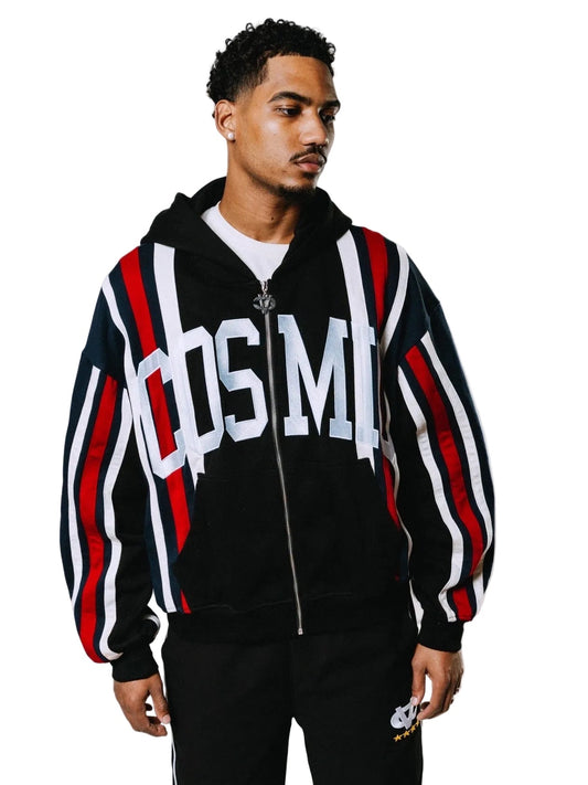 Cosmic Stripe Layered Splice Hoodie