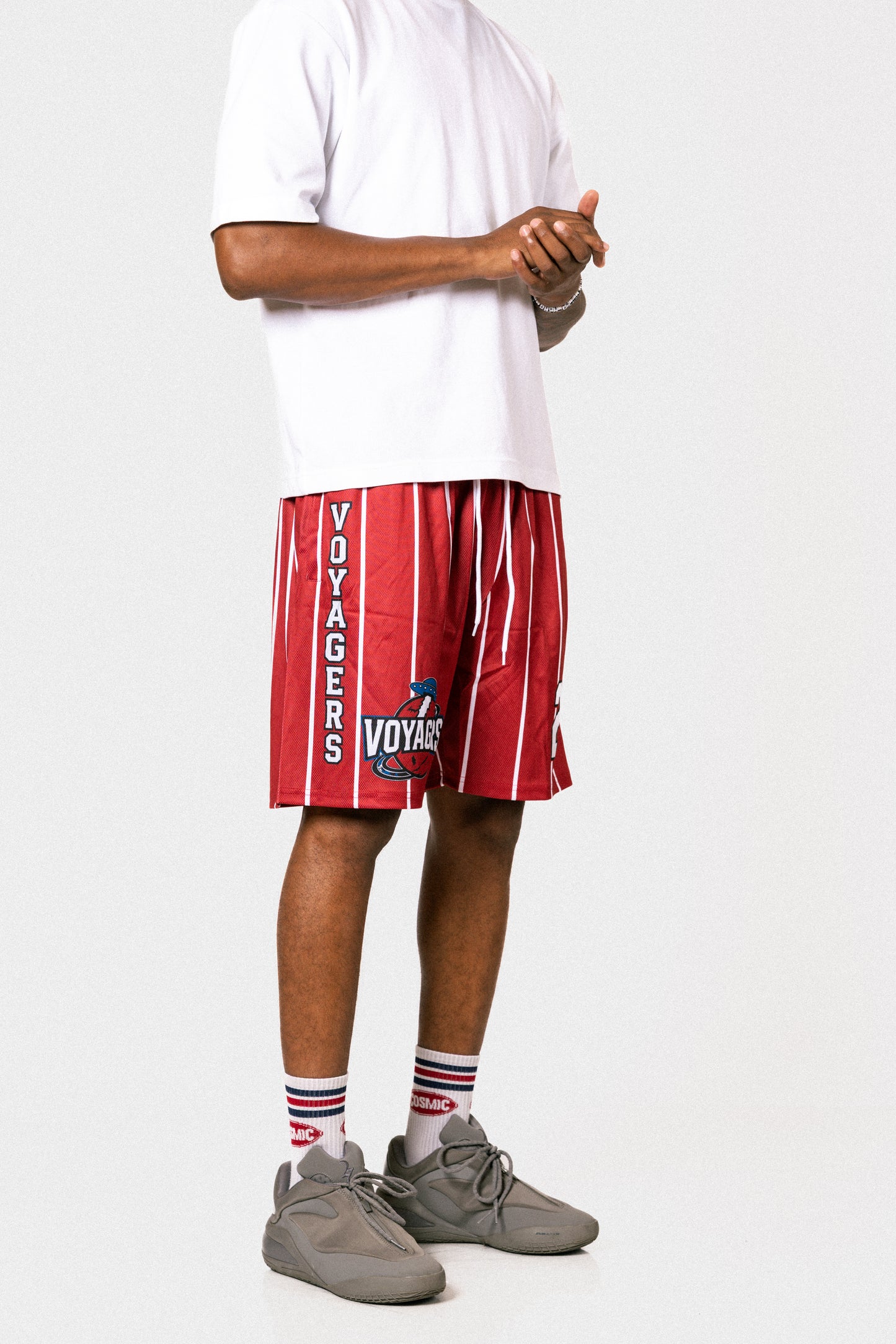 Cosmic Rocket BBall shorts red